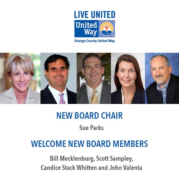 Orange County United Way Names Sue Parks As Board Chair, Welcomes Four New Members