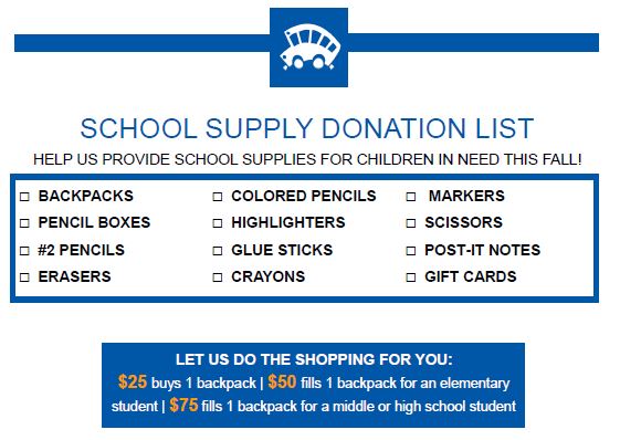 Stuff the Buss School Supply Donation List
