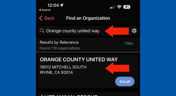 Select Orange County United Way on Ralphs app