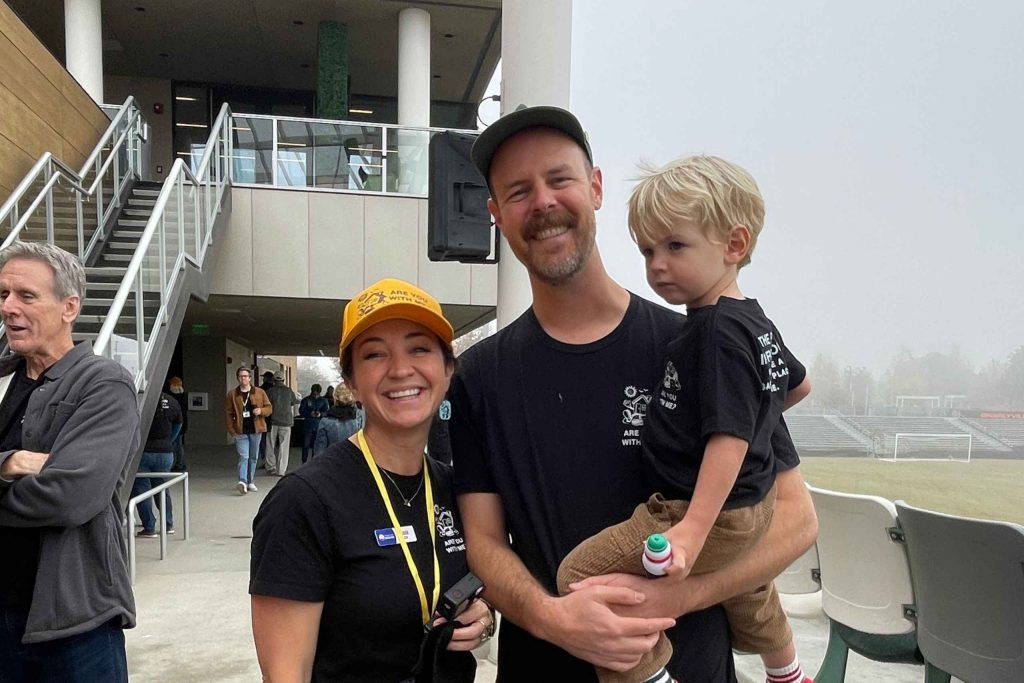 Sarah Heath, Associate Director of Narrative Strategy and Public Engagement, United to End Homelessness with artist Trevor